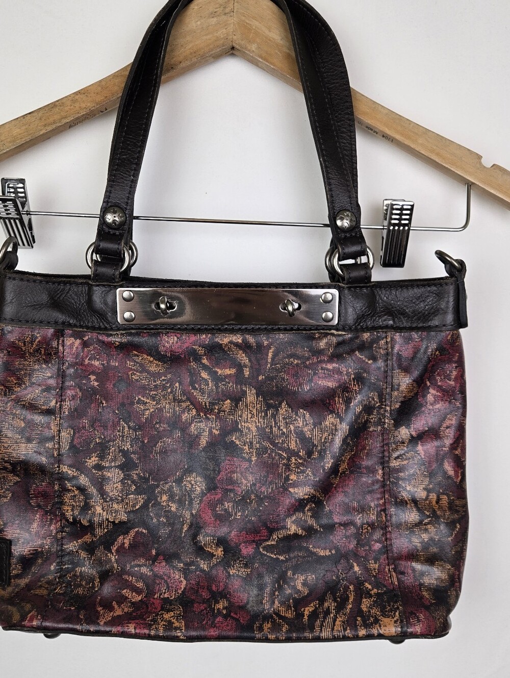 Patricia Nash Arden Leather Shoulder Tote Bag Designer Floral. Read